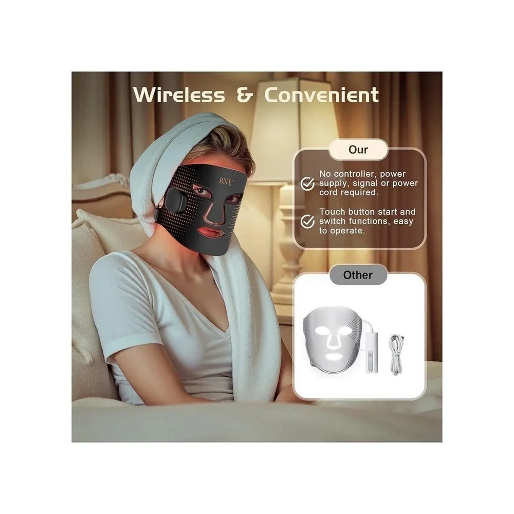 BNU Wireless LED Light Therapy Face Mask 400 Beads Anti Aging Skincare Tool - Picture 7 of 13